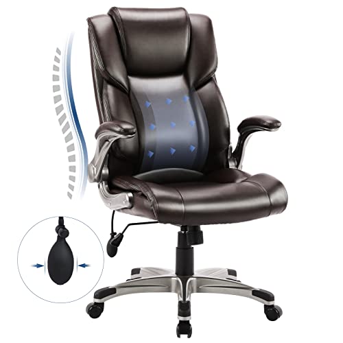 COLAMY Executive Ergonomic Office Chair with Bonded Leather and Flip-up Armrests A775113