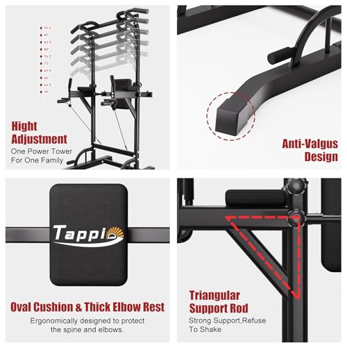 Power Tower Pull Up Bar for Home Gym, Adjustable Height Dip Station S18236