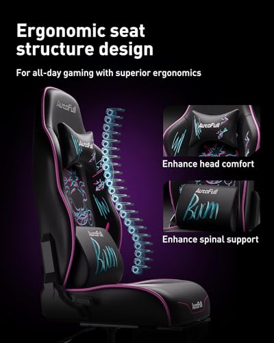 AutoFull C3 Gaming Chair, Ergonomic Racing Style with Lumbar Support, Black R670