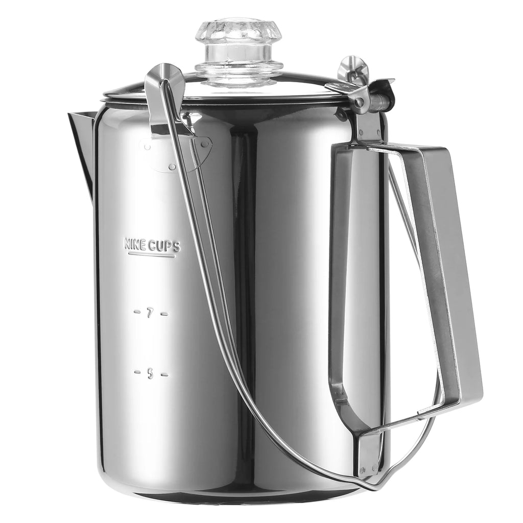 Tomfoto 1.2L Stainless Steel Percolator Coffee Pot for Camping A412780