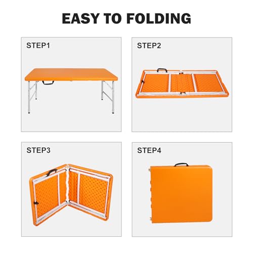 Portable Plastic Folding Table 4ft Heavy Duty Indoor Outdoor Y145657