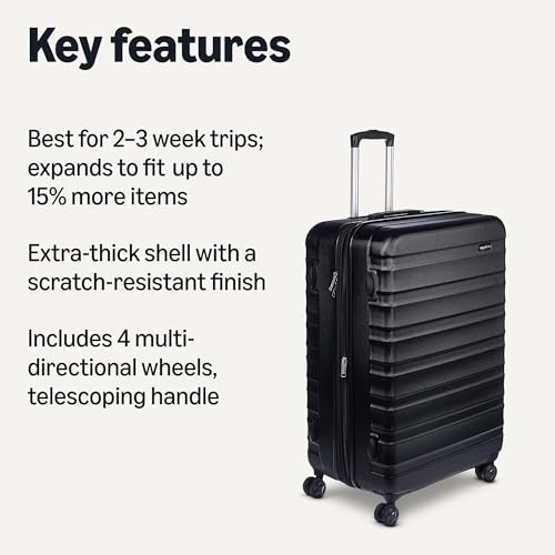 Amazon Basics 21" Hardside Carry-On Luggage with Wheels, Expandable, Black L489
