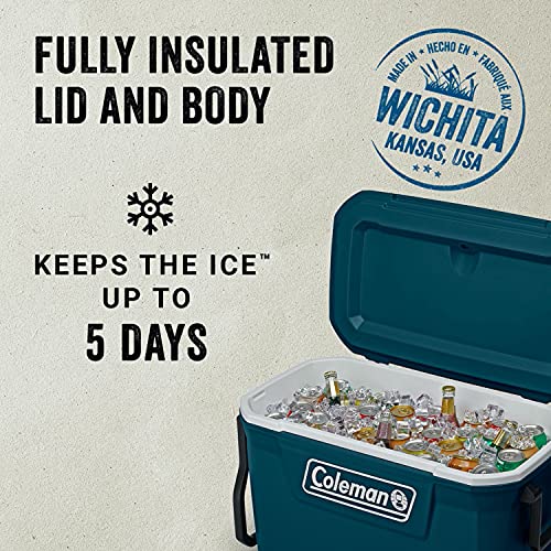 Coleman Classic Series Insulated Rolling Cooler, 65-Quart, Leak-Resistant F832
