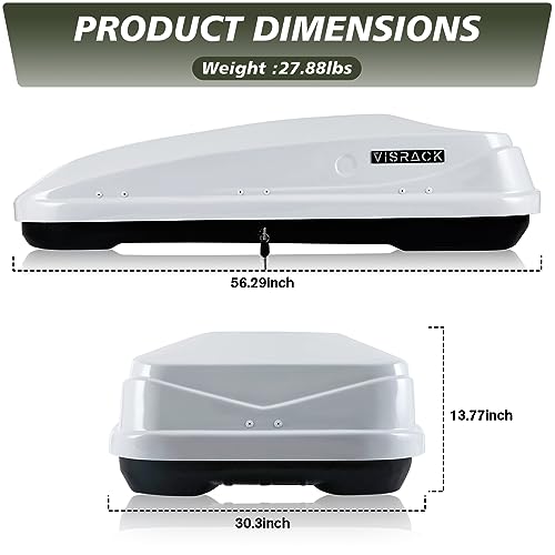 Hard Shell Roof Cargo Carrier 13 Cubic Feet, White Roof Box with Security Keys K60846