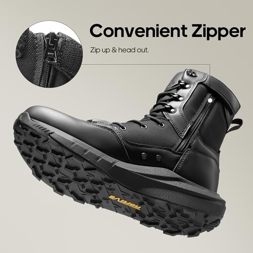 NORTIV 8 Men's Military Tactical Combat Boots Side Zipper Leather Lightweight 8 Inches K585047
