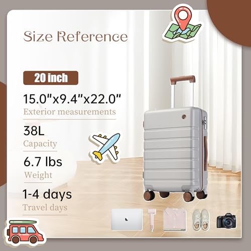 Hardside Carry-on Luggage 20 Inch with Spinner Wheels and TSA Lock J743
