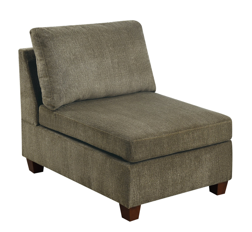 Modular 6pc Sectional Sofa Set Tan Chenille Fabric Wood Legs F793257