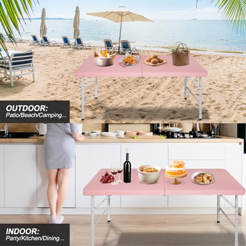 Portable Plastic Folding Table 4ft Heavy Duty Indoor Outdoor Y145657