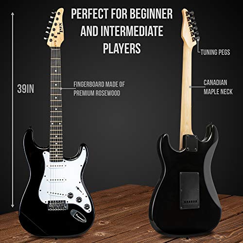 LyxPro Electric Guitar 39" Beginner Starter Kit with 20W Amp, Black B69338