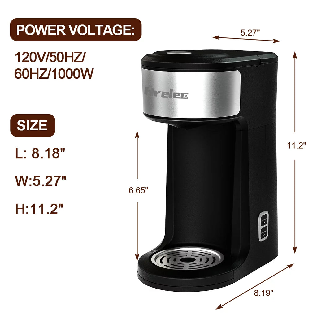 2-Way Single Serve Coffee Maker for Capsule & Ground Coffee, Mini with Self-Cleaning A141