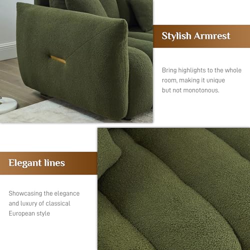 Teddy Cloud Sofa Couch, Boucle 3 Seater with 3 Pillows, Black T90422
