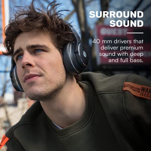 Raycon The Everyday Wireless Bluetooth Over Ear Headphones with Active Noise Cancelling, Black D622