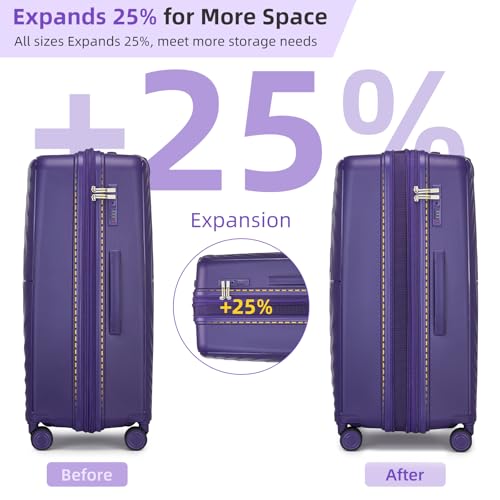LARVENDER Luggage Sets 3 Piece, 20in Carry On PP Hardshell Suitcase with Spinner Wheels Q3160