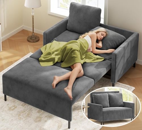 3 in 1 Convertible Sleeper Chair Sofa Bed with Adjustable Backrest, Blue M92497