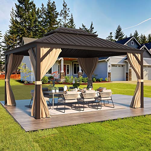 EROMMY 14'x20' Hardtop Gazebo Double Roof Galvanized Steel Outdoor Pavilion G3084
