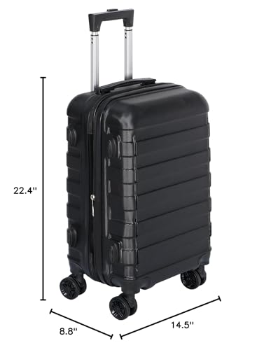 SUPER DEAL 21 Inch Carry On Luggage with Spinner Wheels, Expandable Hardside Suitcase, Black N556