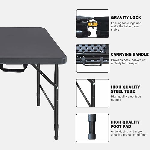 Portable Plastic Folding Table 4ft Heavy Duty Indoor Outdoor Y145657