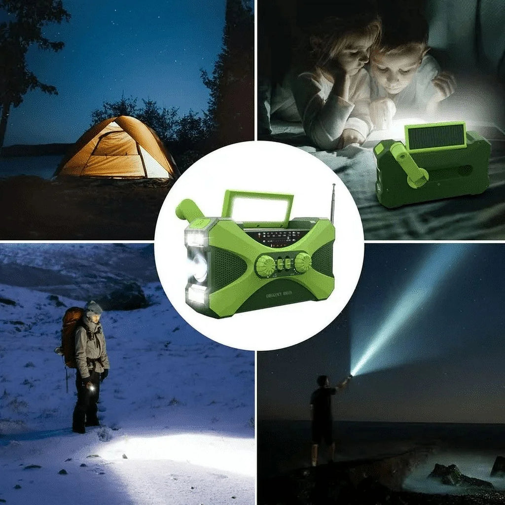 VUOHOEG Emergency Weather Radio, AM FM NOAA Hand Crank, Solar Powered with Flashlight G8078