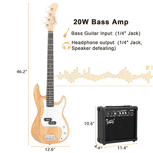 GLARRY Full Size Electric Bass Guitar Beginner Kit 4 String with Amp and Accessories S4156