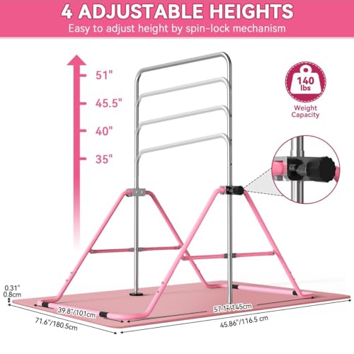 FBSPORT Gymnastics Bar for Kids, Adjustable Height, Folding W6973