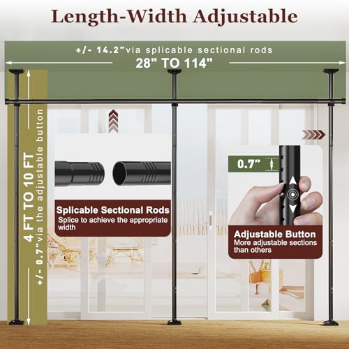 Goovilla Room Divider, Tension Curtain Rods No Drilling, Adjustable Freestanding Partition, Black I950707