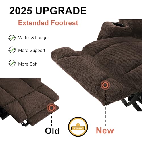 MCombo Zero Gravity Power Recliner Chair with Heat and Vibration Massage, USB & Type C Ports, Cup Holders, Fabric 8015 (Brown) Z599462