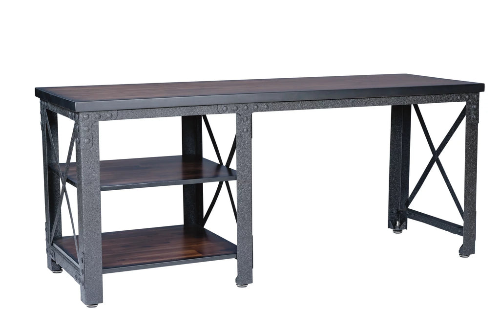 Duramax Weston 72" Industrial Metal & Wood Desk with Shelves D301184