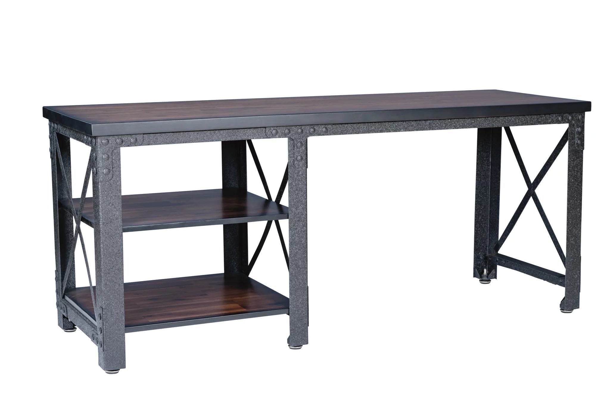 Duramax Weston 72" Industrial Metal & Wood Desk with Shelves D301184