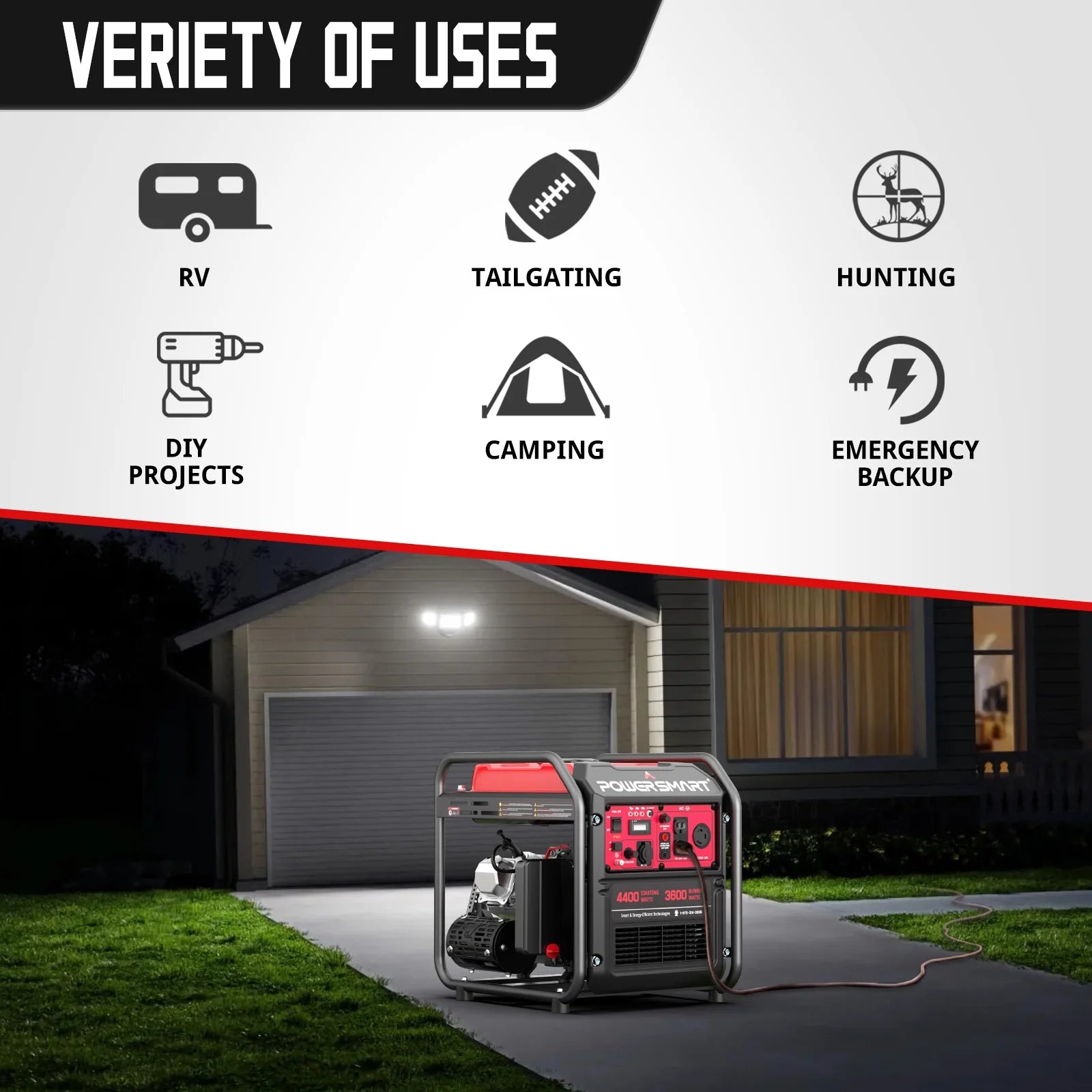 PowerSmart 4400-Watt Gas Generator for Home and Outdoor Use H985