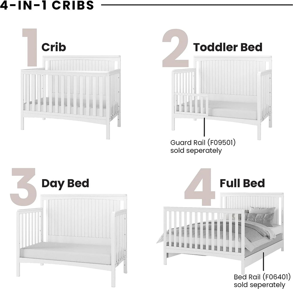 Child Craft Scout 4-in-1 Convertible Crib, Matte White E9812