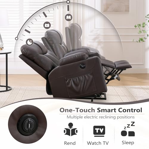 ANJ Large Power Lift Recliner Chair with Massage and Heat for Elderly, Camel Z8802