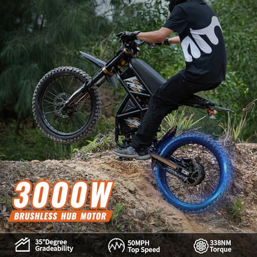 GT73 PRO Electric Dirt Bike for Adults, 60V 3000W Dual Battery, 85 Miles Range Q77385