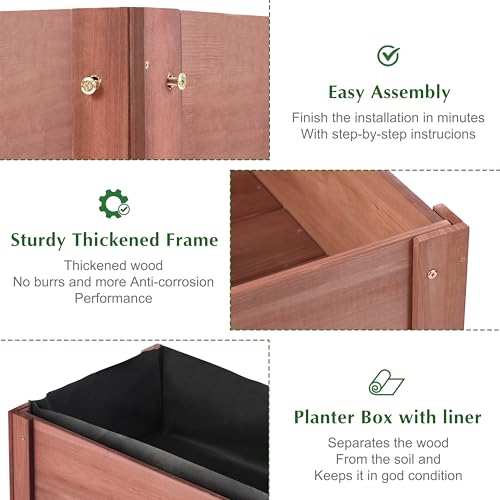 Raised Garden Bed with Legs 40x20x31 Outdoor Wood Planter Box N314255