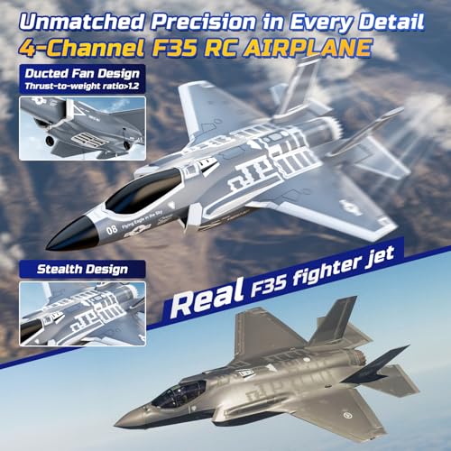 DEERC F35 4 Channel Brushless RC Plane EDF Fighter Jet for Adults A8717