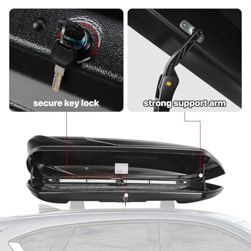 DNA MOTORING Rooftop Cargo Box Lockable Car Top Storage Case 110 Lbs Textured Black P1853