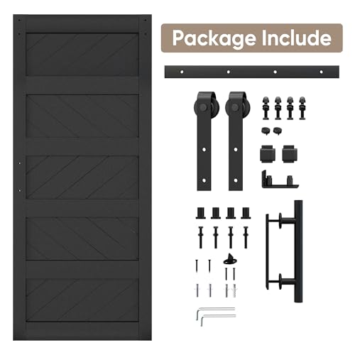 JUBEST 36" x 84" Sliding Barn Door Kit with Hardware, Black R91690