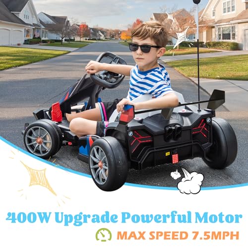 Licensed BMW 36V Electric Drift Go Kart for Kids, 7.5 MPH, White M530400