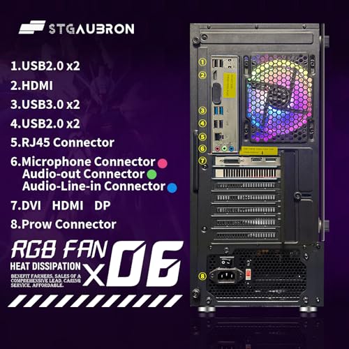 STGAubron Gaming PC Desktop, GeForce RTX 2060 Super, Intel Core i7, 16G DDR4, 1T SSD, Windows 11 Z1287