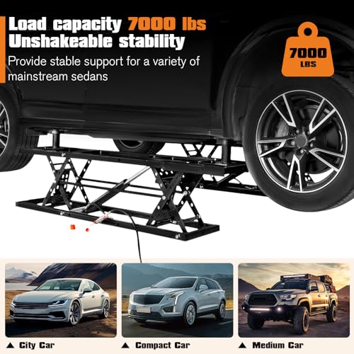 Albott 7000 LBS Portable Car Lift, Heavy Duty Quick Jack, 28" Max Height, Black L90067