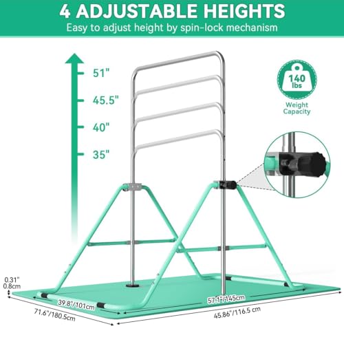 FBSPORT Gymnastics Bar for Kids, Adjustable Height, Folding W6973