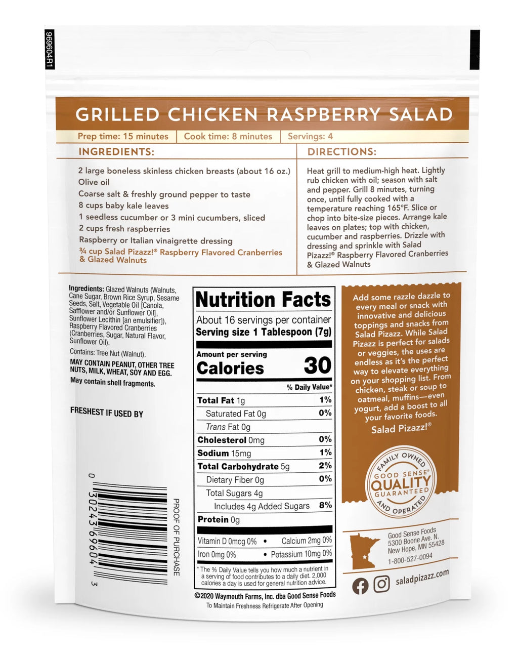 Salad Pizazz!® Raspberry Cranberry Walnut Frisco Salad Topper, 4 oz P653297