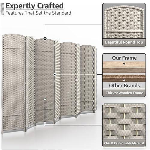 Sorbus 8-Panel Black Room Divider, 6 ft Tall Folding Privacy Screen T242
