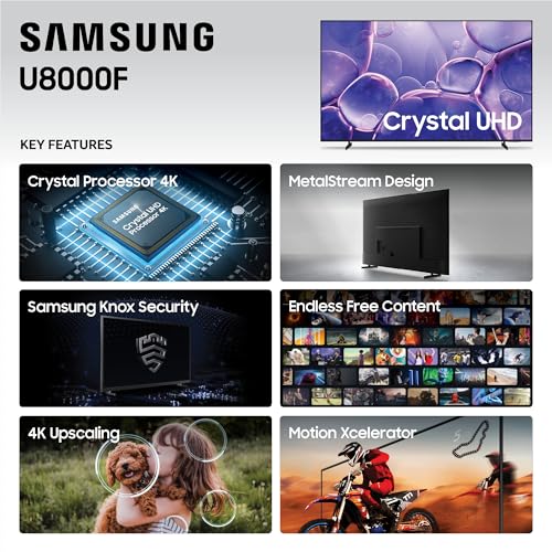 Samsung 43-Inch Crystal UHD U8000F 4K Smart TV (2025 Model) H556