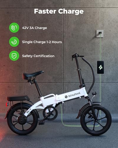 isinwheel U1 Folding Electric Bike, 500W Motor, 20 mph, Black O499