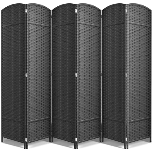 Sorbus 8-Panel Black Room Divider, 6 ft Tall Folding Privacy Screen T242