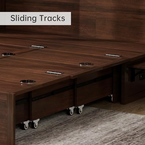 Solid Wood Murphy Bed Cabinet Full with USB Charging Ports and Storage Drawer, Ebony D190415