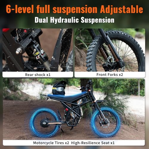 GT73 PRO Electric Dirt Bike for Adults, 60V 3000W Dual Battery, 85 Miles Range Q77385