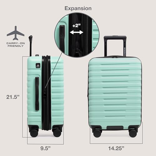 U.S. Traveler Boren Polycarbonate Hardside Carry-on Suitcase with 8 Spinner Wheels, Teal, 22-Inch S2578