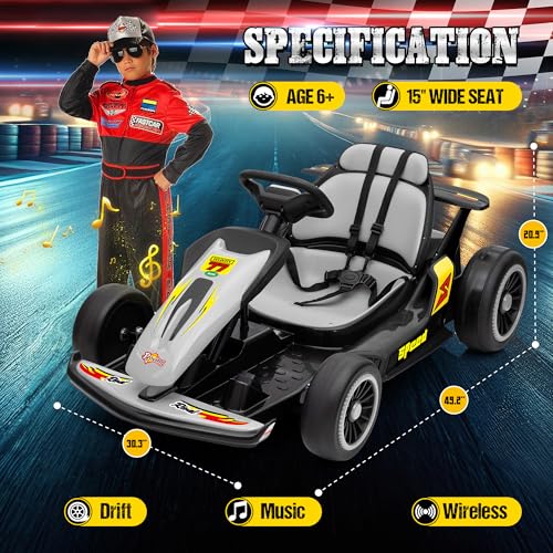 24V Electric Go Kart for Kids with 400W Motors, EVA Tires, Rose Red N76721