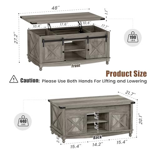 48" Farmhouse Lift Top Coffee Table with Storage, White E473872
